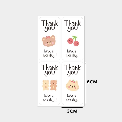 Picture of 50Pcs Cute Thank You Stickers For Small Business Gift Packaging Sealing Label Decor Sticker