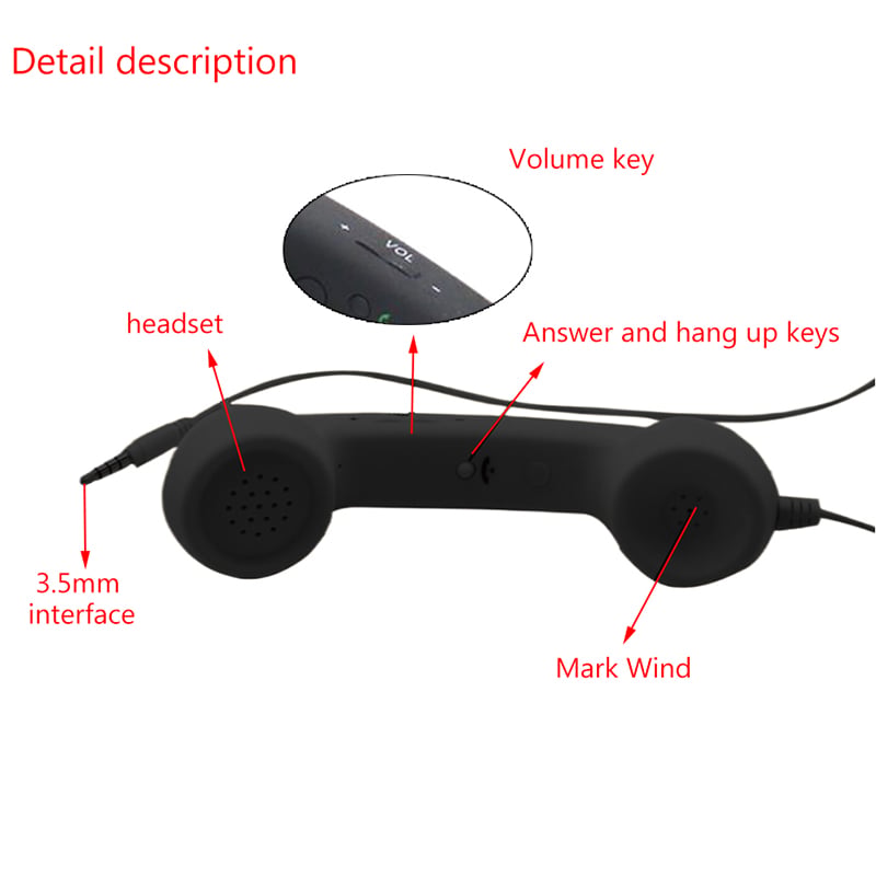 Picture of New Fashion 3.5mm Mic Retro Telephone Cell Phone Handset Receiver For iPhone Fancy Gift Mobile Phone Receive