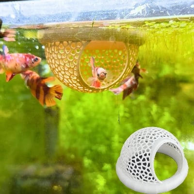 Picture of New Small Aquatic Pet Lounge Aquarium Accessories Floating Hole Fish Shrimp Hiding Place 3 In 1 Hammock Feeding Ring Beta