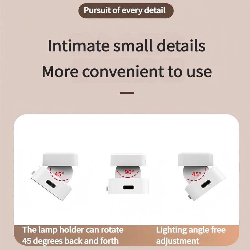 Picture of LED Desk Lamp Magnetic Hanging Night Light USB Rechargeable Table Lamp 3 Colors Reading Light For Cabinet Closet Wardrobe