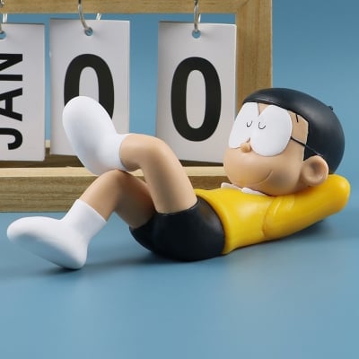 Picture of Anime Doraemon Nobita Nobi Sleep Car Decoration Kawaii Action Figure Blue Fat Collectible Model Toy Dolls Kid Birthday Gifts