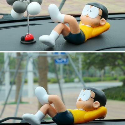 Picture of Anime Doraemon Nobita Nobi Sleep Car Decoration Kawaii Action Figure Blue Fat Collectible Model Toy Dolls Kid Birthday Gifts