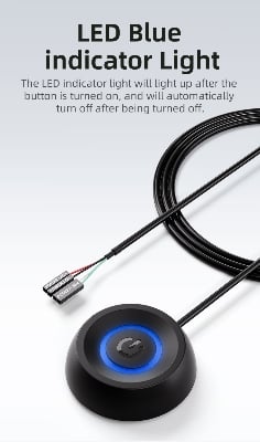 Picture of External Desktop Switch LED Lights PC Motherboard Computer Startup Extension Cable Power On/Off Button for Home Office