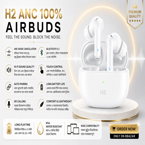 Picture of AirPods H2 100 Percent ANC Active Noise Cancelling Bluetooth Earbuds For All Phone