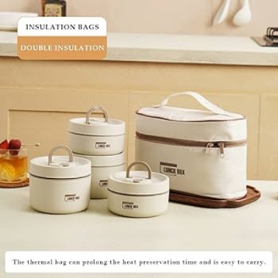 Picture of 4 Pcs Stainless Steel Lunch Box With Bag