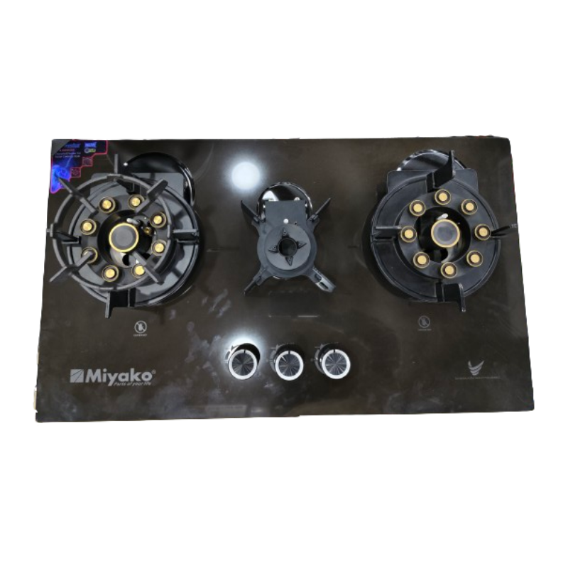 Picture of Miyako 3 Burner Glossy Granite Stone Flexible Gas Stove (3flower) LPG-NG