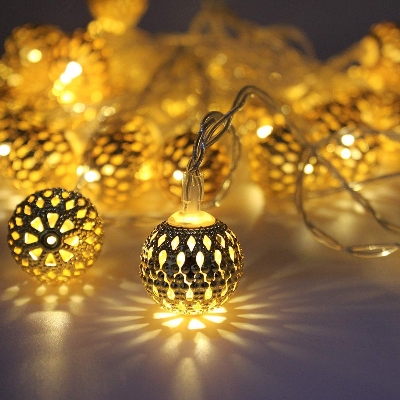 Picture of Fairy lights - Golden Metal Ball, Metal Ball String Light - 20pcs Party Wedding Decoration - Room Decoration Light - Room Decoration Light
