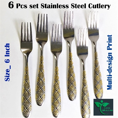 Picture of 6 Pcs Set 6 Inch Stainless Steel Cutlery - Add Elegance To Your Dining Table With This Set Of Six 6-Inch Stainless Steel Cutlery Pieces - Featuring Multi-Design Prints
