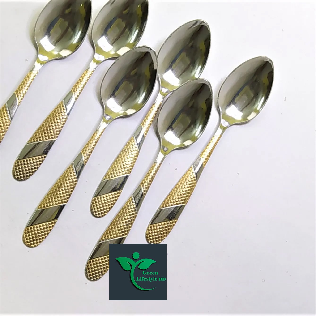 Picture of 6 pieces Stainless steel Tea Spoon Set- Multi-Design 6-Inch For Kitchen and Dining - Silver