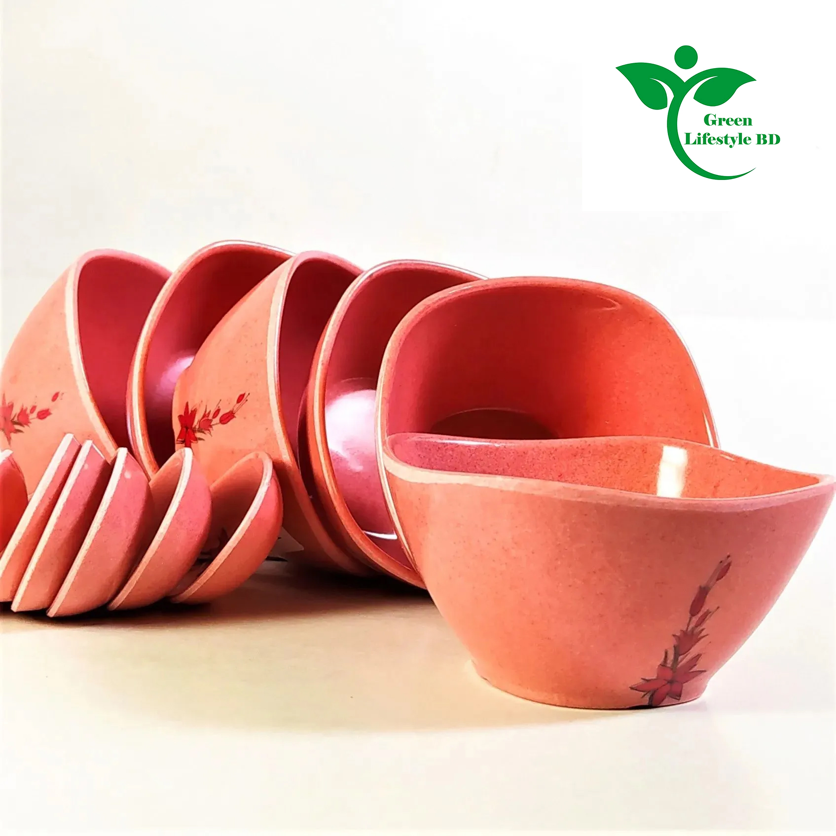 Picture of Square Soup Bowl Set In Pink Color - Adds Elegance To Your Table Setting (6 Pieces, 3.5 Inches) - Pink