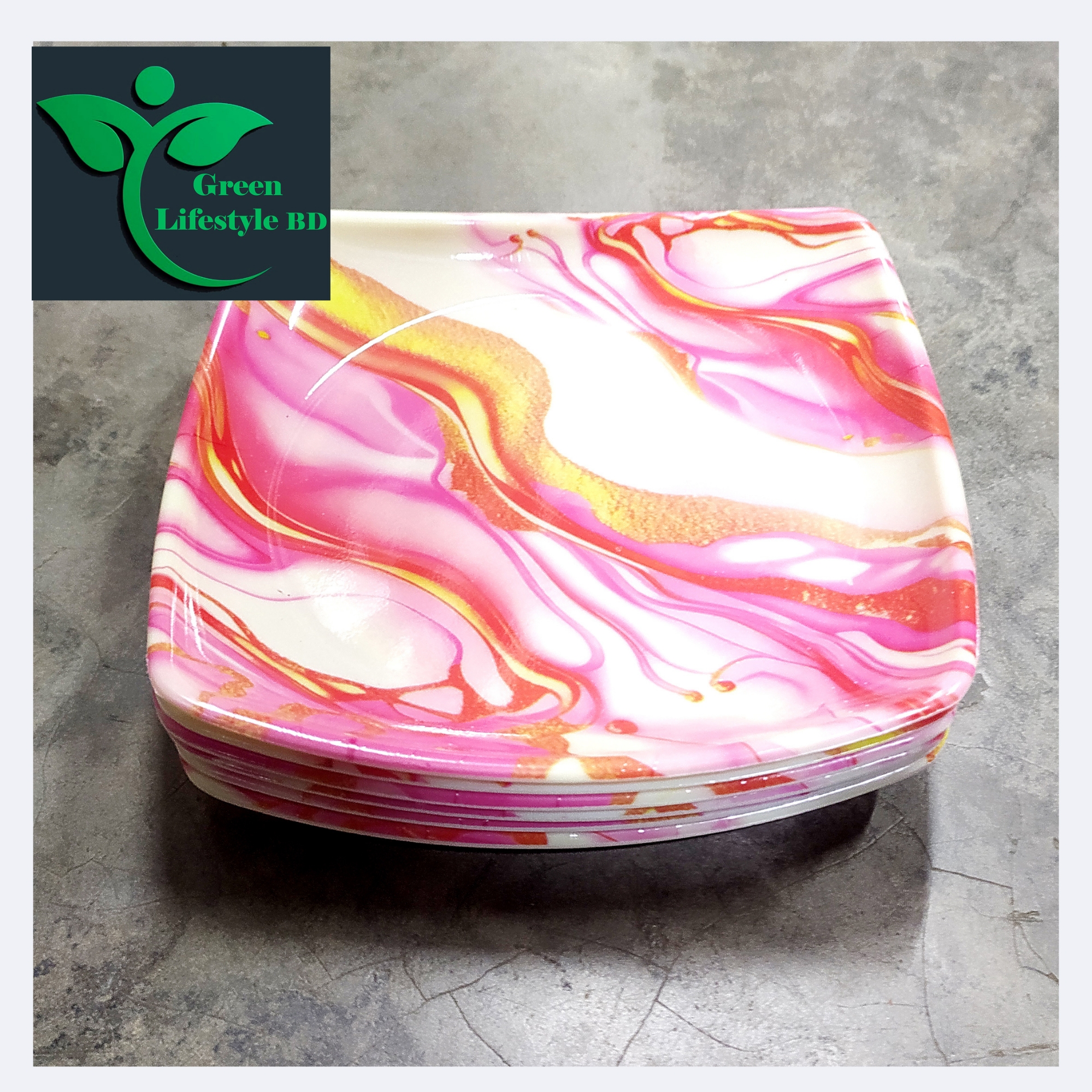 Picture of 6 Pcs Melamine Half Plate Size (6.5 Inches) Classical Multi Design For Home and Office - Multicolor