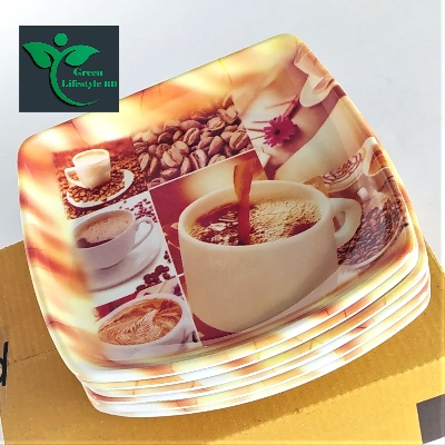 Picture of 6 Pcs Melamine Half Plate Size (6.5 Inches) Classical Multi Design For Home and Office - Multicolor
