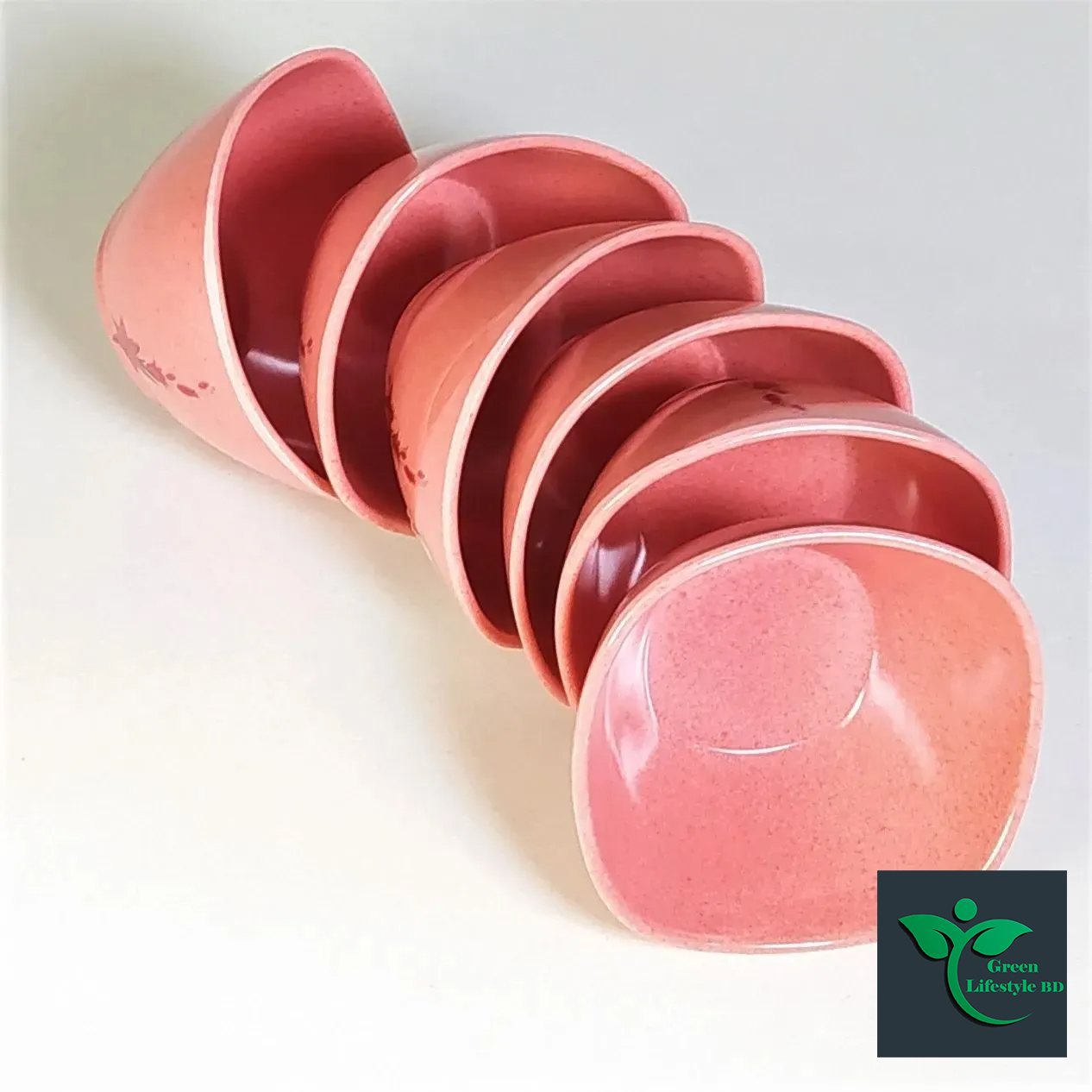 Picture of High quality Square Soup Bowl 6 Piece set (3.5) Inch Pink Color. - Pink