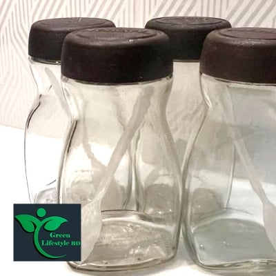 Picture of 500gm super clean Glass Jar/Kacher jar 04 Pieces Set for Kitchen & Dining. Glassware Food container. - Clear 4 pcs