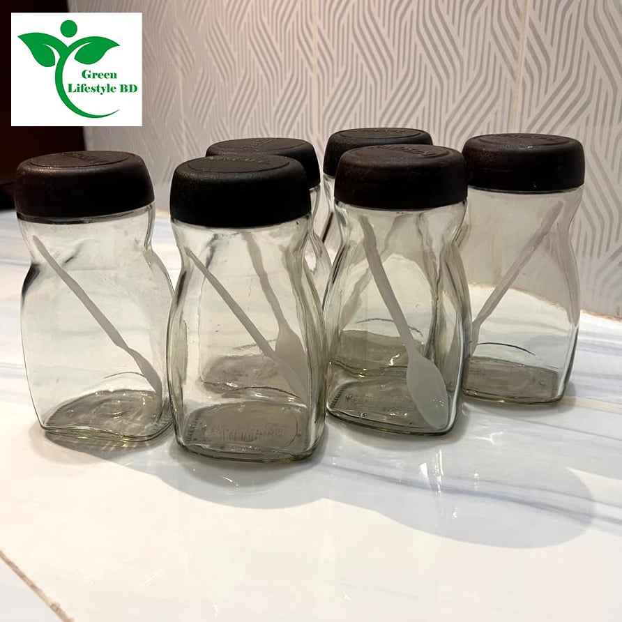 Picture of 500gm super clean Glass Jar/Kacher jar 06 Pieces Set for Kitchen & Dining. Glassware Food container. - Clear 6pcs