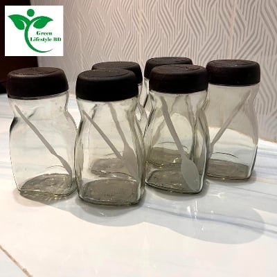 Picture of 500gm super clean Glass Jar/Kacher jar 06 Pieces Set for Kitchen & Dining. Glassware Food container. - Clear 6pcs