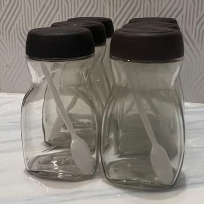 Picture of 500gm super clean Glass Jar/Kacher jar 06 Pieces Set for Kitchen & Dining. Glassware Food container. - Clear 6pcs