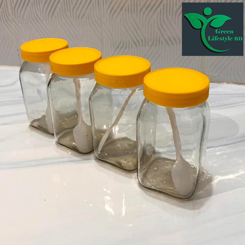 Picture of Clear 500gm Glass Jar 04 Pes Set for Kitchen and dining, Glassware food jar, Food container Set, kitchen glass jar. - Clear