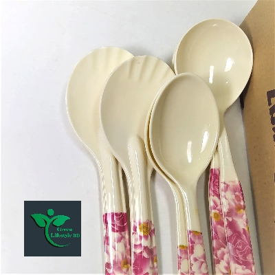 Picture of Melamine Spoon 6 Pieces Set (Size-10.5inch) for kitchen and dining. - Off White