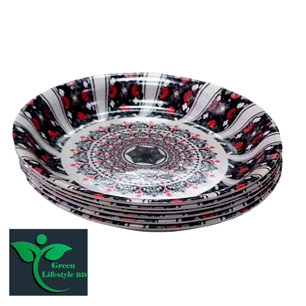 Picture of 6 Inch 6-Piece Multi Design Print Melamine Mini Plate Set- Add A Touch Of Style To Your Dining Experience With These Elegant Mini Plates - Multicolor