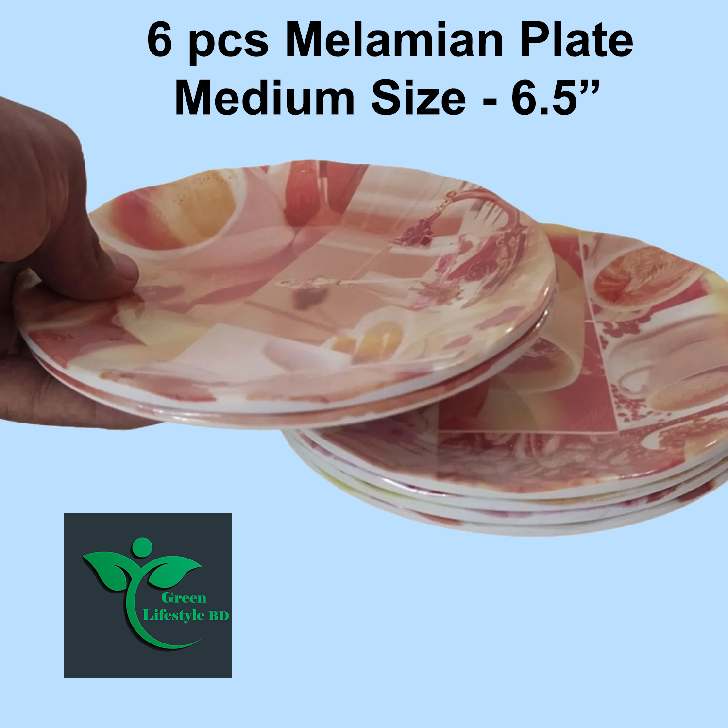 Picture of Melamine Coffee Plate 06 Pieces Set ( Size-6.5 inches ) plate for Snacks and Breakfast. - Coffee