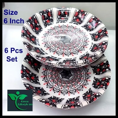 Picture of Stylish 6 Pcs set Melamine Plate Set (6" Size ) for Home & Office - Multicolor