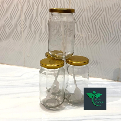 Picture of Super clean Glass Jar/Kacher jar 500gm 04 Pieces Set for Kitchen & Dining. Glassware Food container. - Clear 4 pcs