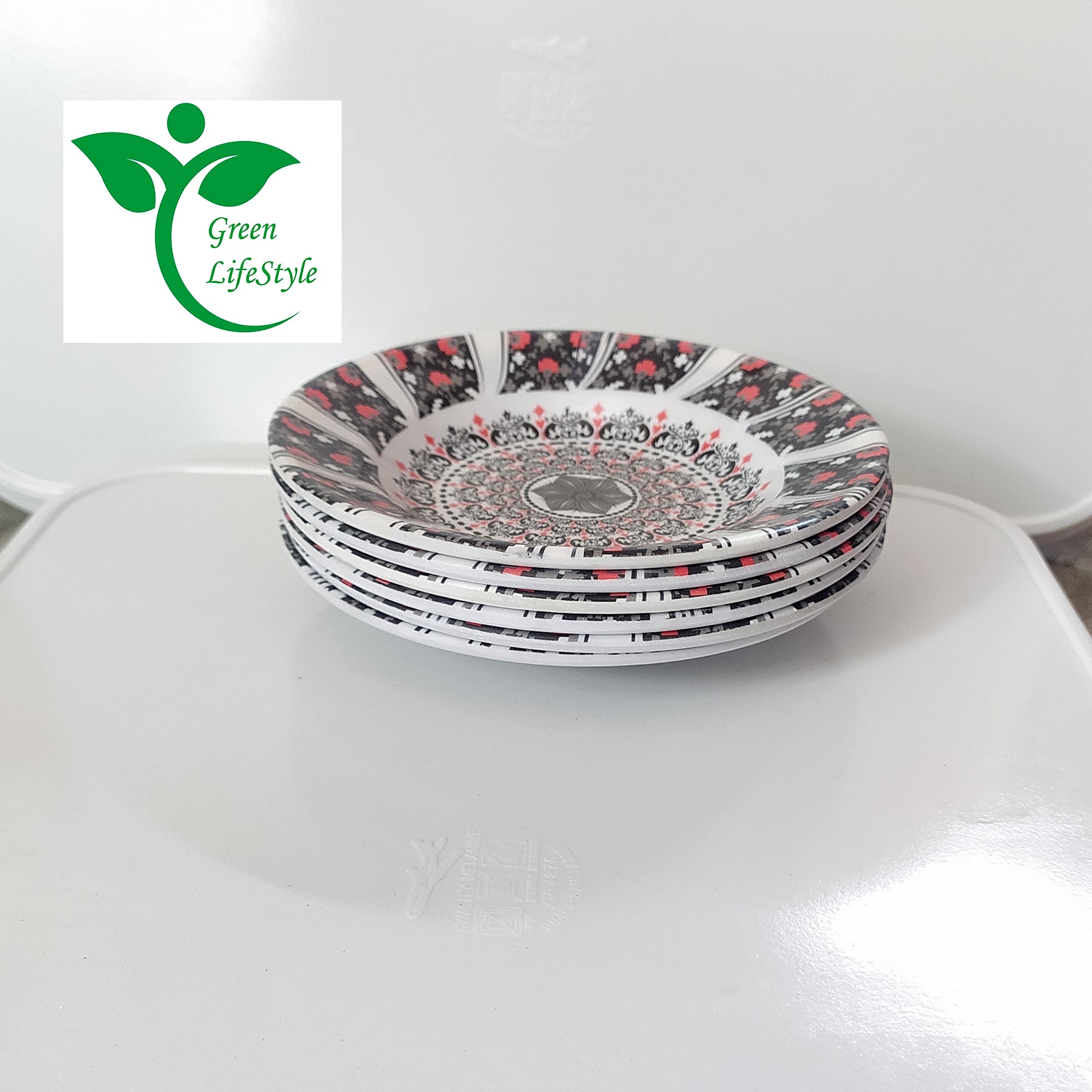Picture of 6 inch 6 piece Multi design Print Melamine Mini plate Set. - Multicolor