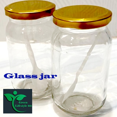 Picture of Clear Glass Jar/kacher jar 500gm 02 Pieces Set for Kitchen & Dining - Clear 2 pcs
