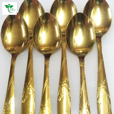 Picture of Luxury Gold Color 6 Piece Tablespoon Stainless Steel Spoon Set - Elegant And Durable Cutlery Set