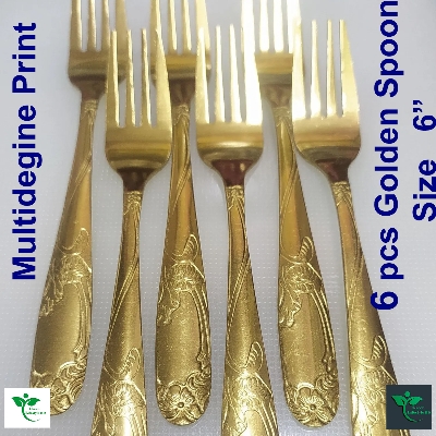 Picture of Premium Quality Stainless Steel Spoon Gold Color 6 pcs Cutlery set (6Inch) for kitchen and dining