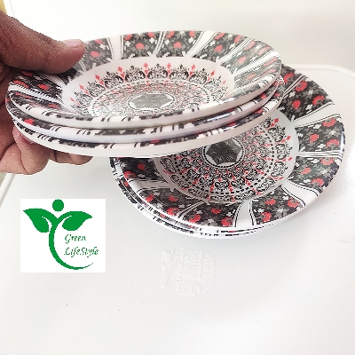 Picture of 6 Pcs Melamine Plate Set – 6 Inch Medium Size Plates with Multi Design Print - Multicolor 6pcs