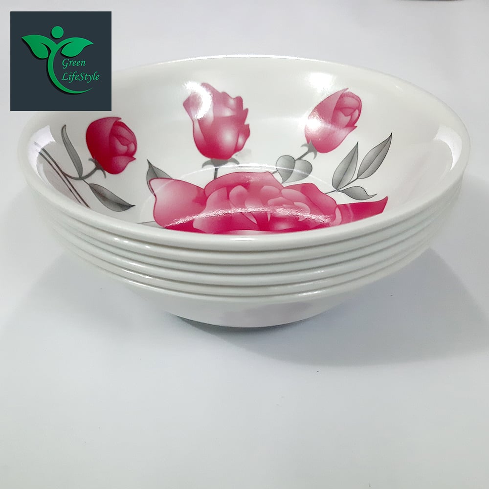 Picture of 06 pcs Melamine Half Bowl/Bati Medium Size (6.5 inches) Multi Design Melamine Bowl Set. - Multicolor