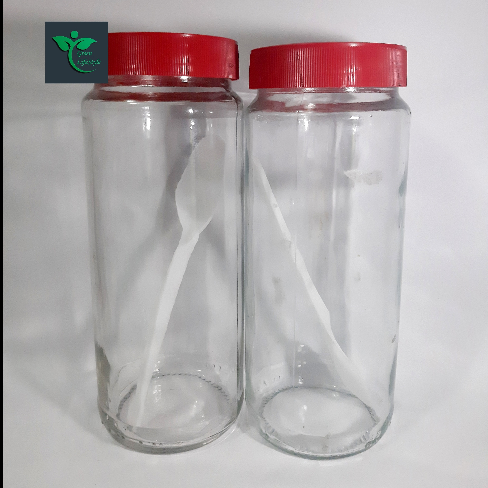 Picture of 500gm 02 Pcs Good quality Glass Jar for Kitchen & Dining. Glassware Food container. - Clear