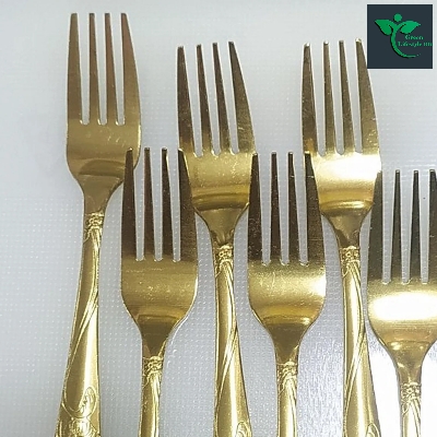 Picture of Stainless Steel Spoon Gold Color Cutlery 6pcs (6inch) Premium Quality. - Gold