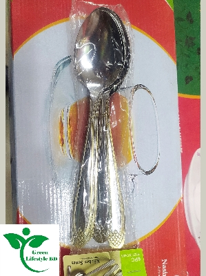 Picture of 8 Inch 6 Pieces Stainless Steel Spoon Set for home and restaurant ( Multi Design Print ) - Multicolor