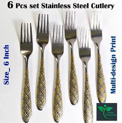 Picture of 6 Piece 6 Inch Stainless Steel Cutlery Multi Design for Kitchen and Dining Table. - Silver