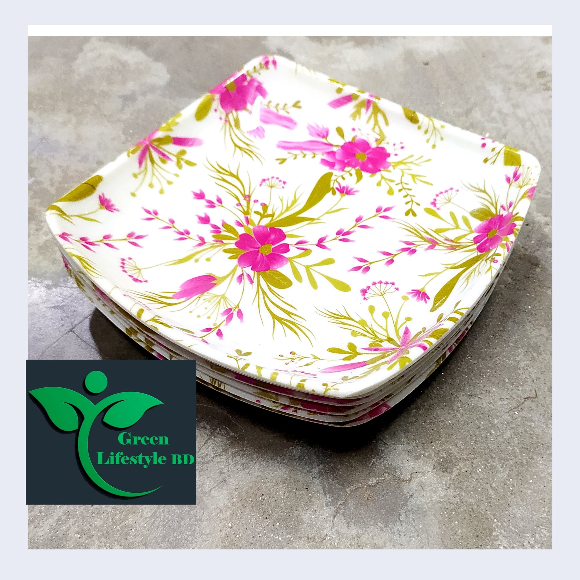 Picture of Melamine Half Plate 6 Pcs Set( Medium Size 6.5 Inch ) Multi Design Print for Snacks & Breakfast. - Coffee
