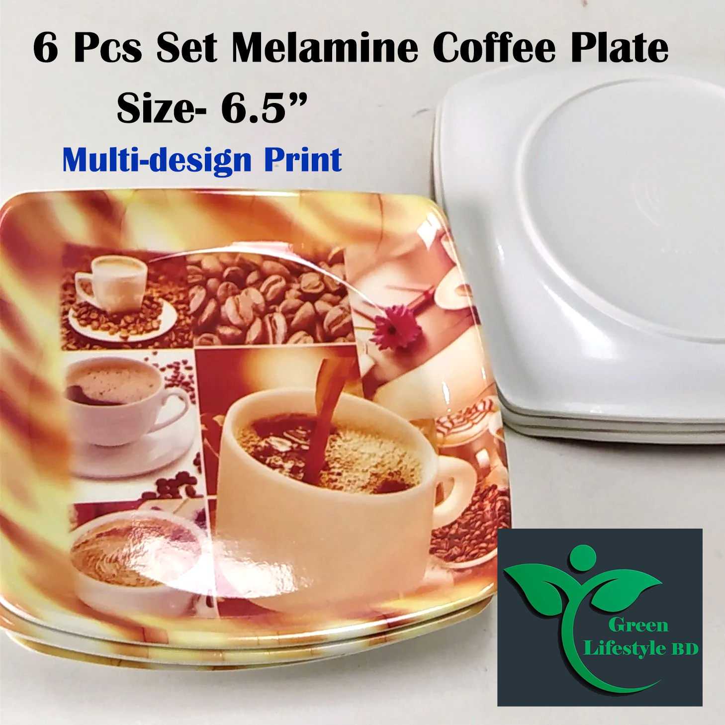 Picture of Melamine Coffee Plate 6 Pcs Set( Medium Size 6.5 Inch ) for Snacks & Breakfast. - Coffee