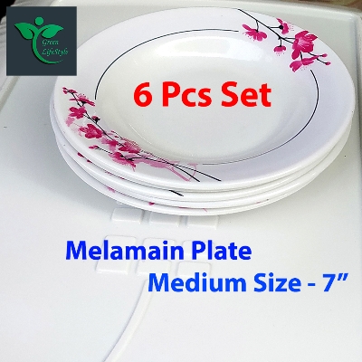 Picture of 6pcs Set Melamine Half Plate Multi Design print (7" Size ) for Home & Office High Quality Melamine. - Multicolor