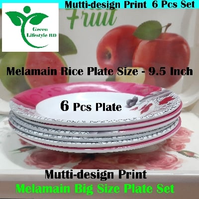 Picture of 6 pcs Set Big Melamine Plate (9.5" Size ) for Home & Office High Quality Melamine. - Multicolor
