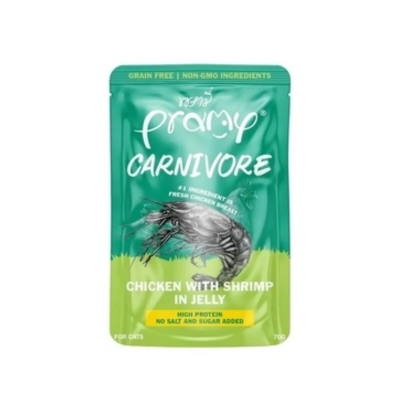 Picture of Pramy Carnivore Pouch Cat Food Chicken with Shrimp in Jelly for All Cats 70gm
