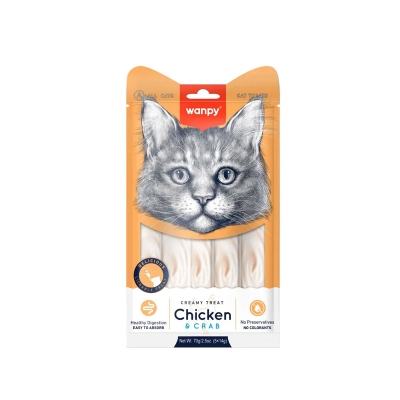 Picture of Wanpy Creamy Cat Treat Chicken & Crab 70gm (5×14gm)