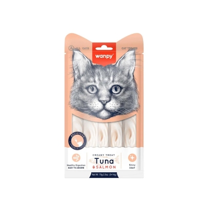 Picture of Wanpy Creamy Cat Treat Tuna & Salmon 70gm (5×14gm)