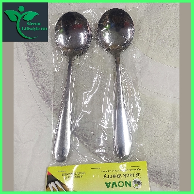 Picture of Good quality Stainless Steel 6 Piece Set Soup Spoon 7 Inch Tall For Dining and Kitchen - Silver