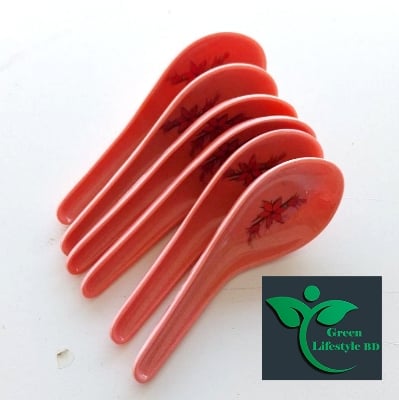 Picture of High-quality Melamine soup spoon 6 pcs Set 4+ inches long multi-design print Pink Color. - Pink