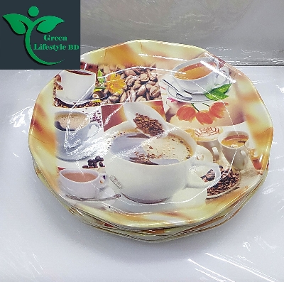 Picture of 6pcs Set Melamine Half Plate (7" / 5" Size ) Multi Design Print for Home & Office High Quality Melamine.