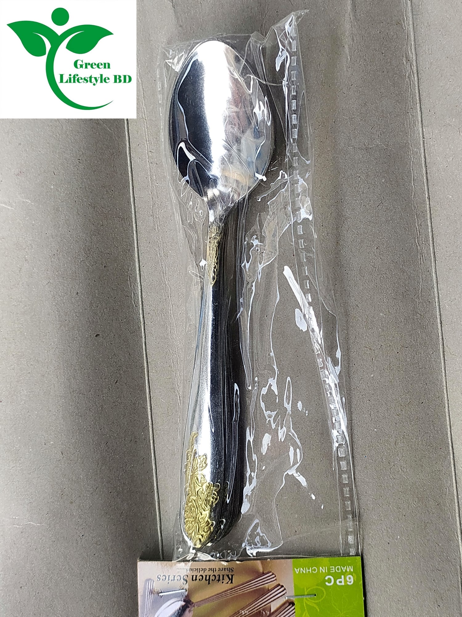 Picture of 6 Pieces 6inch Stainless Steel Spoon Set ( Multi Design Print ) For use home and kitchen. - Silver