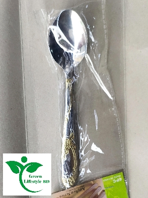 Picture of 6 Pieces 6inch Stainless Steel Spoon Set ( Multi Design Print ) For use home and kitchen. - Silver