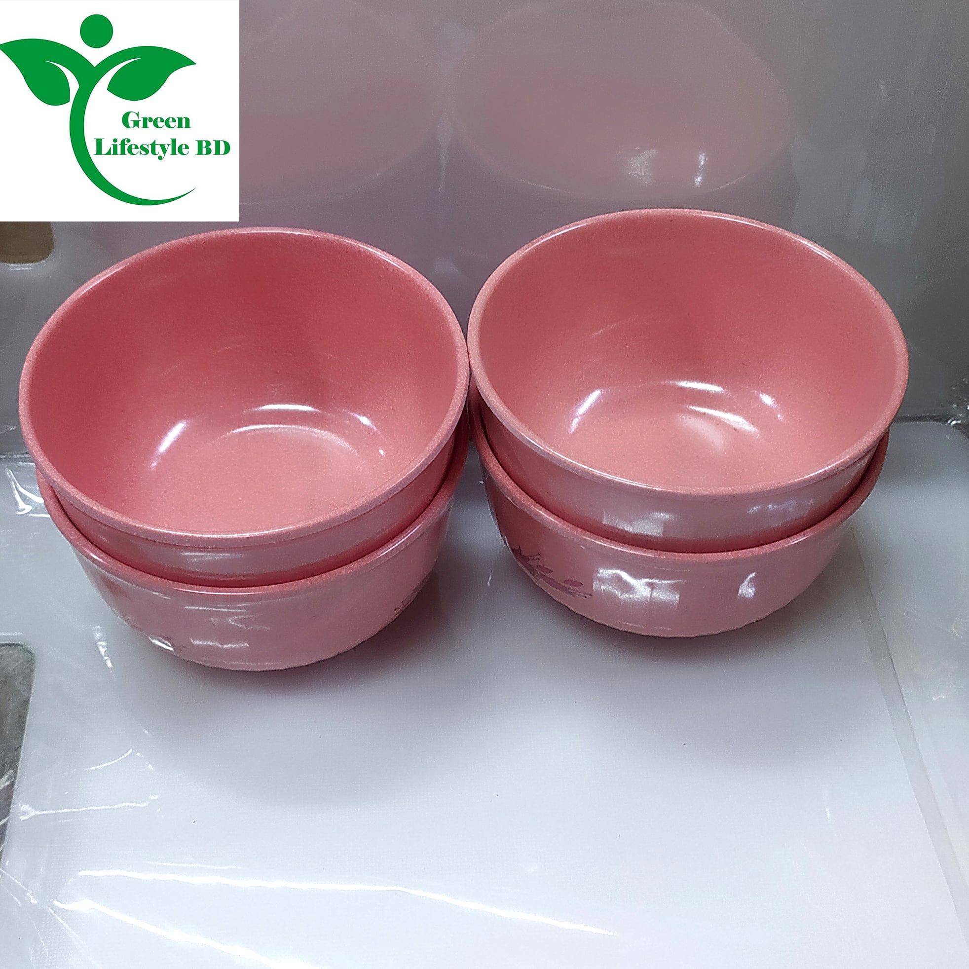 Picture of Big Size Melamine Soup Bowl Four pcs 4.5" Round Pink Color Multi Design Print - Pink